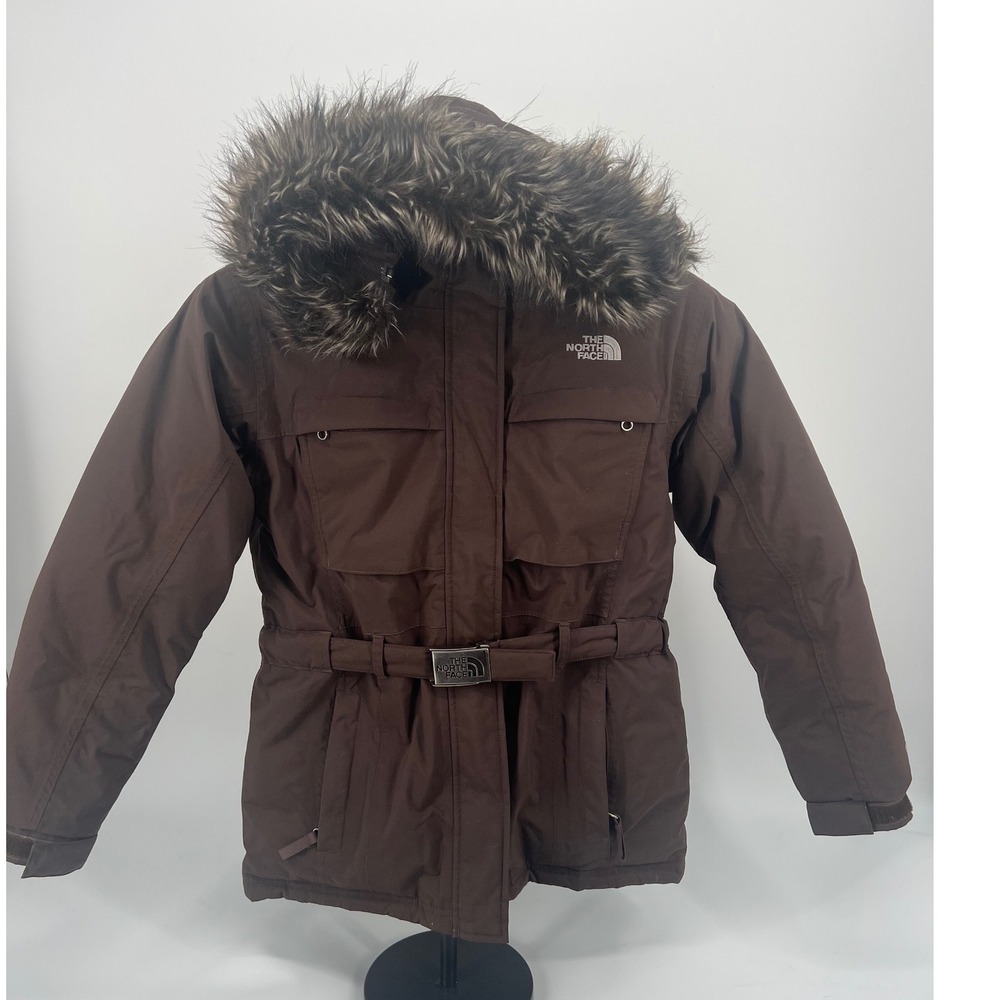 The North Face Girls Parka Belted HyVent Brown Size Large Gorpcore Winter Coat